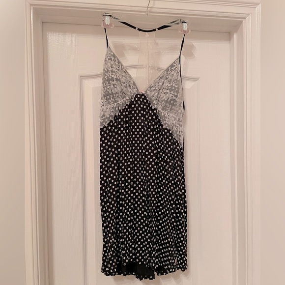 Victoria's Secret Other - Victoria’s Secret knit and lace chemise size Large- black with white dots